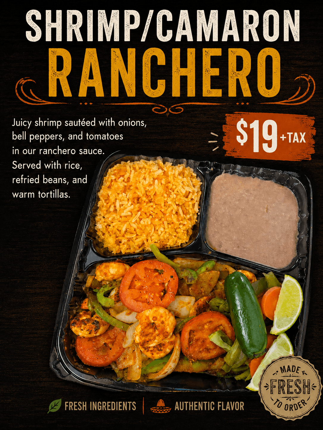 Shrimp/Camaron Ranchero Plate